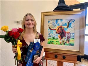 Loralei and her longhorn photo